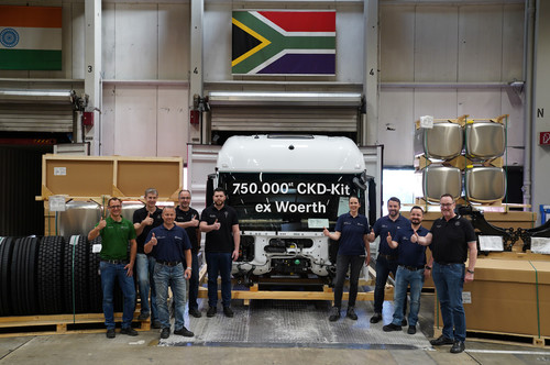 Das CKD-Center im Mercedes-Benz-Werk Wörth hat den 750 000. Lkw-Bausatz verschickt, einen Actros für Südafrika.
