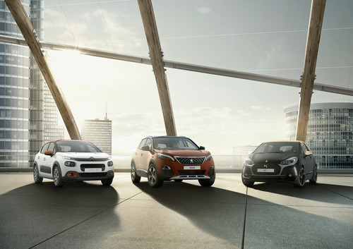 Die drei PSA-Marken: Citroen, Peugeot und DS.