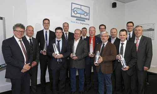 Die Preisträger der „Think Blue. Engineering.&quot;-Awards&quot; von Volkswagen und ihre Laudatoren.