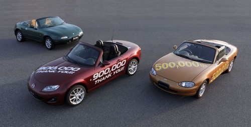 Drei Generationen Mazda MX-5.
