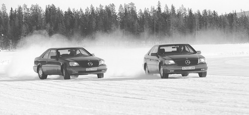 ESP-Testfahrten in Schweden mit dem S-Klasse Coupé im Jahr 1994.