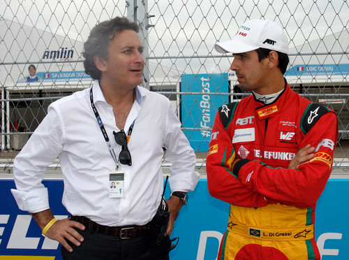 Formel-E-Boss Alejandro Agag im Gespräch mit Lucas die Grassi vom Team Audi Sport Abt.