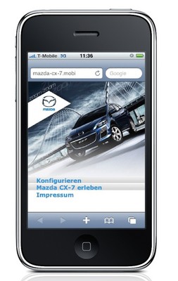 Mazda bietet Informationen zum CX-7 auf dem Handy.