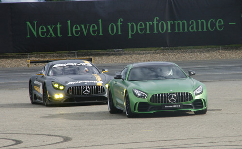 Mercedes-AMG GT R (vorne) und Mercedes-AMG GT3..