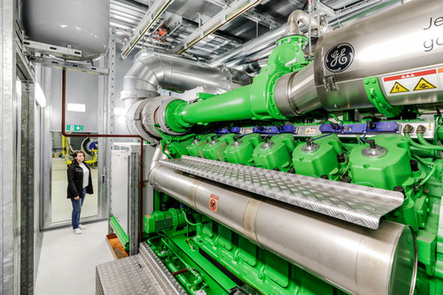 Mit Biogas betriebenes Blockheizkraftwerk bei Porsche in Stuttgart-Zuffenhausen.