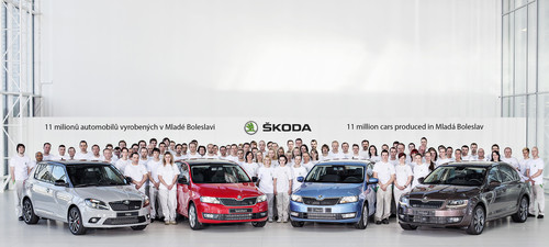 Skoda in Mladá Boleslav feiert elf Millionen produzierte Fahrzeuge.