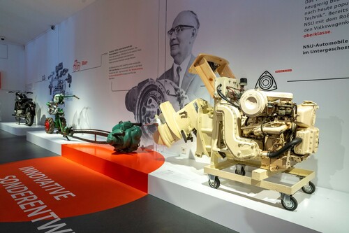 Sonderausstellung „Innovation. Wagemut. Transformation. 150 Jahre NSU“ im Audi-Forum Neckarsulm.