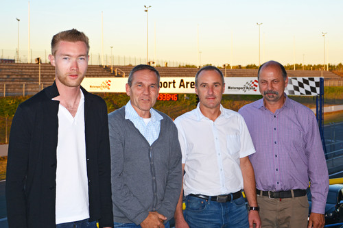 Wechsel in der Geschäftsführung der Motorsport-Arena Oschersleben (von links): Stefan Wendt, Thomas Voss, Tino Flügel und Ralph Bohnhorst.