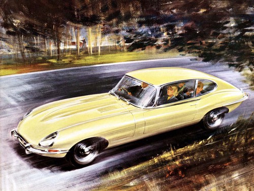 Werbemotiv für den Jaguar E-type (1965).