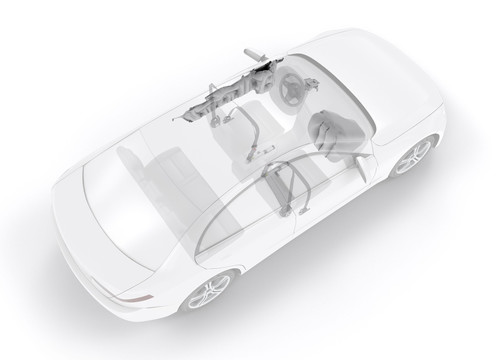 ZF Curtain Airbags: Das neue ZF-System aus Front- und Curtain-Airbags kann auch in extremen Schrägaufprall-Szenarien zu mehr Sicherheit im Fahrzeug beitragen. 