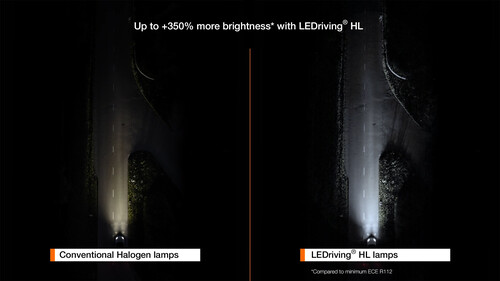 Vergleich zwischen Osrams LED-Nachrüst-Set &quot;Night Breaker&quot; und konventionellem Halogenlicht.