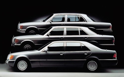 Drei Generationen S-Klasse: Mercedes-Benz W 116, W 126, W 140.