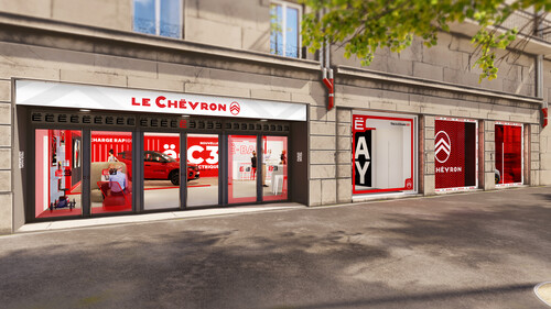 Pop-up-Store Le Chëvron in Paris für den Citroën ë-C3.