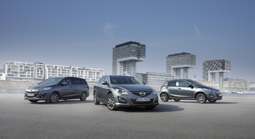 Mazda2, Mazda6 und Mazda5 als „Edition 40 Jahre“ (von rechts).