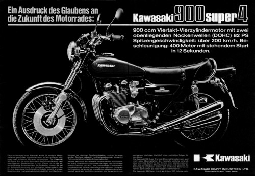 Anzeigenmotiv für die Kawasaki 900 Z1.