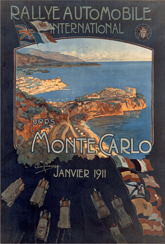 111 Jahre Rallye Monte Carlo: Das Plakat der ersten Rallye 1911 – ursprünglich Werbung für die Nebensaison.
