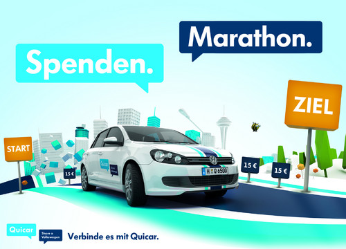 15 Euro der Anmeldegebühr bei „Quicar“, dem Carsharing-Programm von Volkswagen, dienen dem guten Zweck.