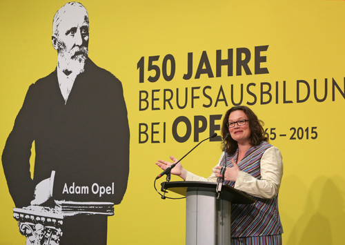 150 Jahre Ausbildung bei Opel: Bundesministerin Andrea Nahles.