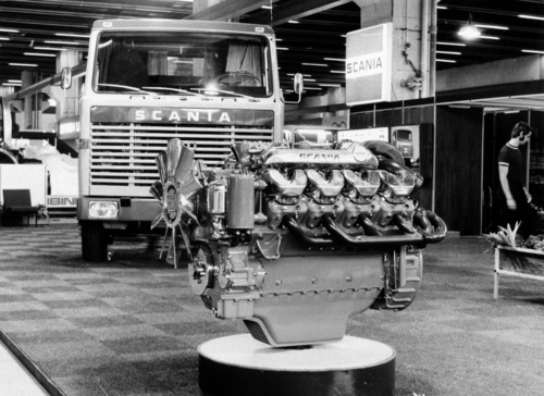 1969 präsentierte Scania auf der IAA seinen ersten V8-Motor.