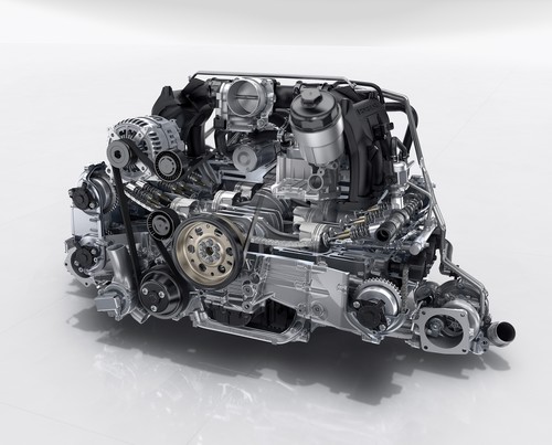 3,0-Liter-Biturbo-Boxermotor von Porsche.
