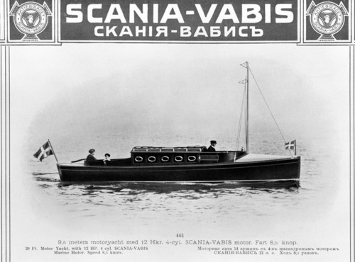 9,5-Meter-Yacht mit 12-PS-Vierzylinder von Scania-Vabis (1913). 