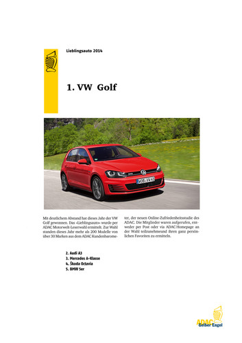 ADAC-Leserwahl „Das Lieblingsauto der Deutschen“: Volkswagen Golf.
