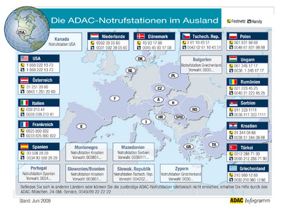 ADAC-Notrufstationen im Ausland.