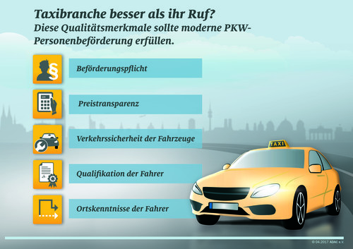 ADAC-Taxitest 2017: Das erwarten Fahrgäste.
