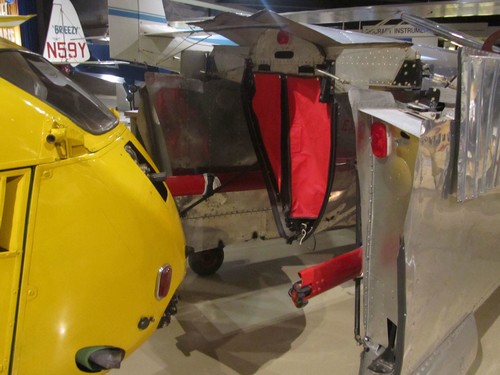 Aerocar I: Die Anschlüsse für die Tragflächen und die Kupplung für die Druckschraube am Schwanzenede.
