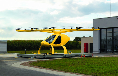 Ähnlich wie in dieser Fotomontage wird der Volocopter aussehen, der im Rettungsdienst zum Einsatz kommen soll.