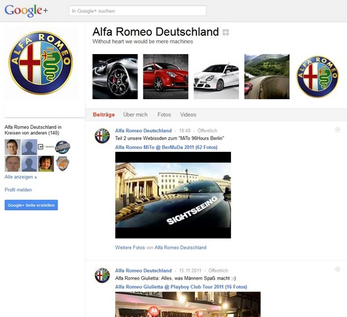 Alfa Romeo bei Google+.