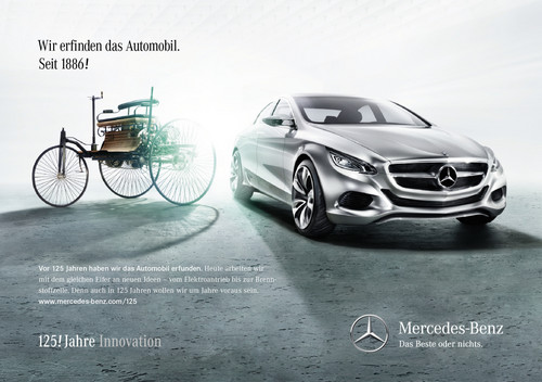 Anzeige von Mercedes-Benz zum 125. Geburtstag des Automobils.
