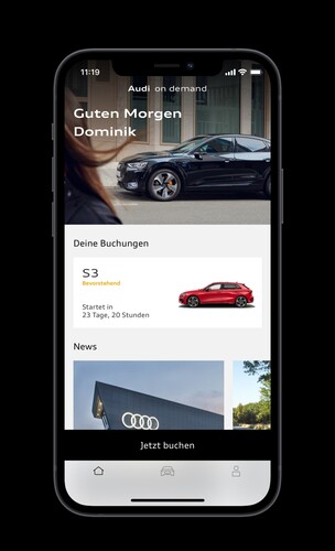 App „Audi on demand Rent“.