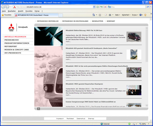 Auch den Pressebereich hat Mitsubishi im Internet neu gestaltet.