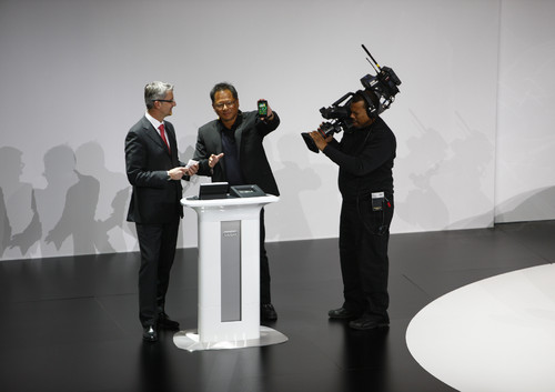 Audi-Chef Rupert Stadler und der Chef von Nividia, Jensen Huang.