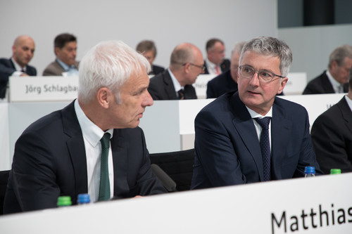 Audi-Hauptversammlung 2017: Aufsichtsratschef Matthias Müller (l.) und Vorstandsvorsitzender Dr. Rupert Stadler.