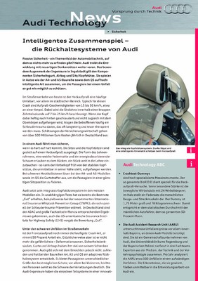 Audi informiert über seine Rückhaltesysteme.