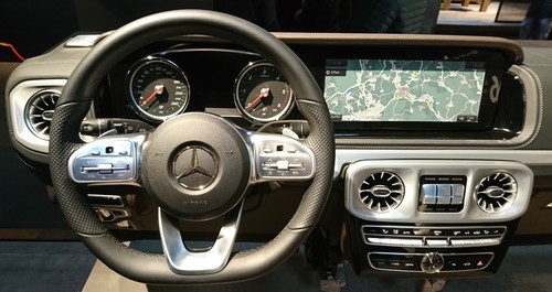 Ausblick auf das Cockpit der nächsten Mercedes-Benz G-Klasse.