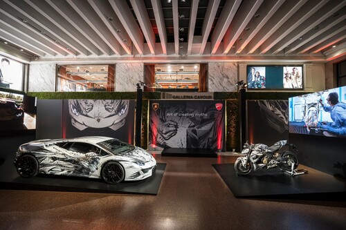 Ausstellung „Art of Creating Myths“ in Bologna: Lamborghini „Minotauro“ und Ducati „Centauro“.