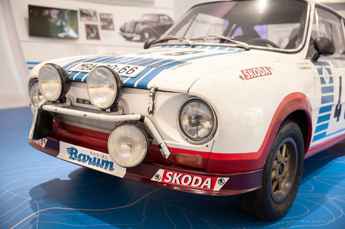 Ausstellung Rallye Monte Carlo im Skoda-Pavillon: Ein 130 RS ist das Herzstück der Ausstellung. 