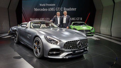 Autosalon Paris 2016: Mercedes-Benz Media Night mit Premiere des AMG GT C Roadster (im Bild: Tobias Moers, Vorsitzender der AMG-Geschäftsführung, und Mercedes-Entwicklungsvorstand Dr. Thomas Weber).