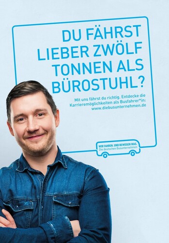 Basisplakat des Bundesverbands Deutscher Omnibusunternehmen zur Suche nach Fahrernachwuchs.