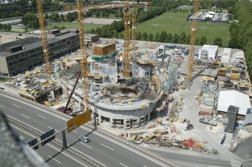 Bauphase des Mercedes-Benz-Museums.