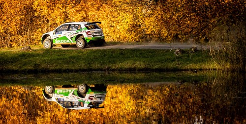 Beim ERC-Saisonfinale – der Rallye Liepaja in Lettland – landeten die zweimaligen Deutschen Rallye-Meister Kreim und Christian im Skoda Fabia R5 auf Rang vier.