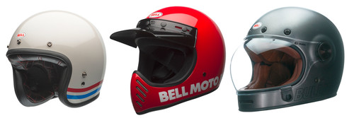 Bell-Helme (v.l.): Custom 500, Moto-3 und Bullitt.