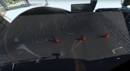 Blick durch die VR-Brille beim Rangieren mit einem Lkw im Rahmen der Studie von Daniel Reichert.