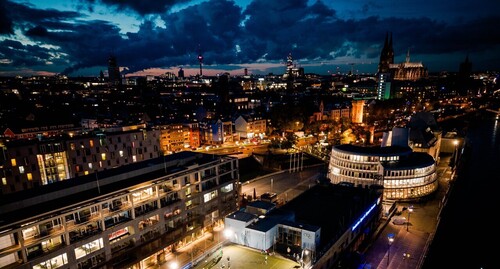 Blick vom Dach des deutschen Sport- und Olympiamuseums in Köln.
