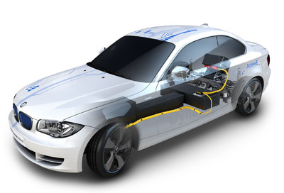 BMW Concept Active E: Die Lithiumionen-Batterien sitzen im MItteltunnel und nehmen den Platz ein, der sonst dem Benzintank vorgebalten bleibt.