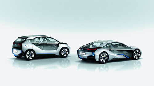 BMW i-Concept: BMW i8 Concept (rechts) BMW i3 Concept.