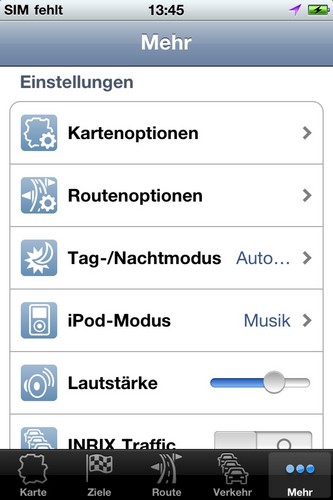 Bosch Navigation App - Einstellungen.